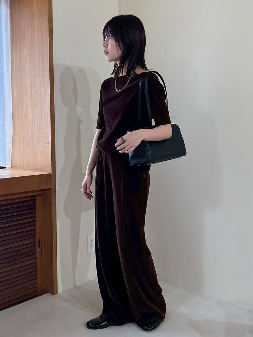 Mila Owen「【セットアップ対応】ベロアSET UPウエストゴムイージーパンツ」|チノ|