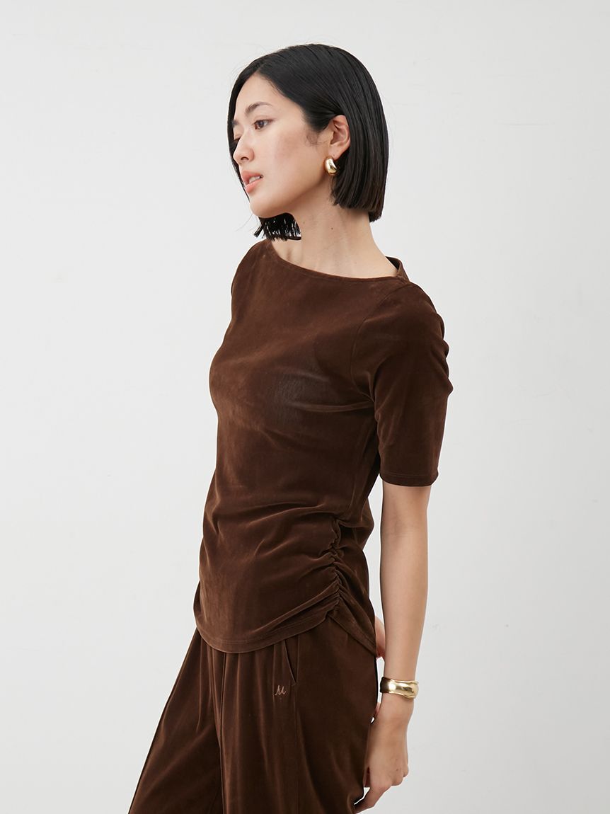 Mila Owen「【セットアップ対応】ベロアSET UP2wayボートネックプルオーバー」|Tシャツ・カットソー|