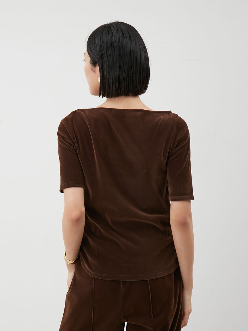 Mila Owen「【セットアップ対応】ベロアSET UP2wayボートネックプルオーバー」|Tシャツ・カットソー|