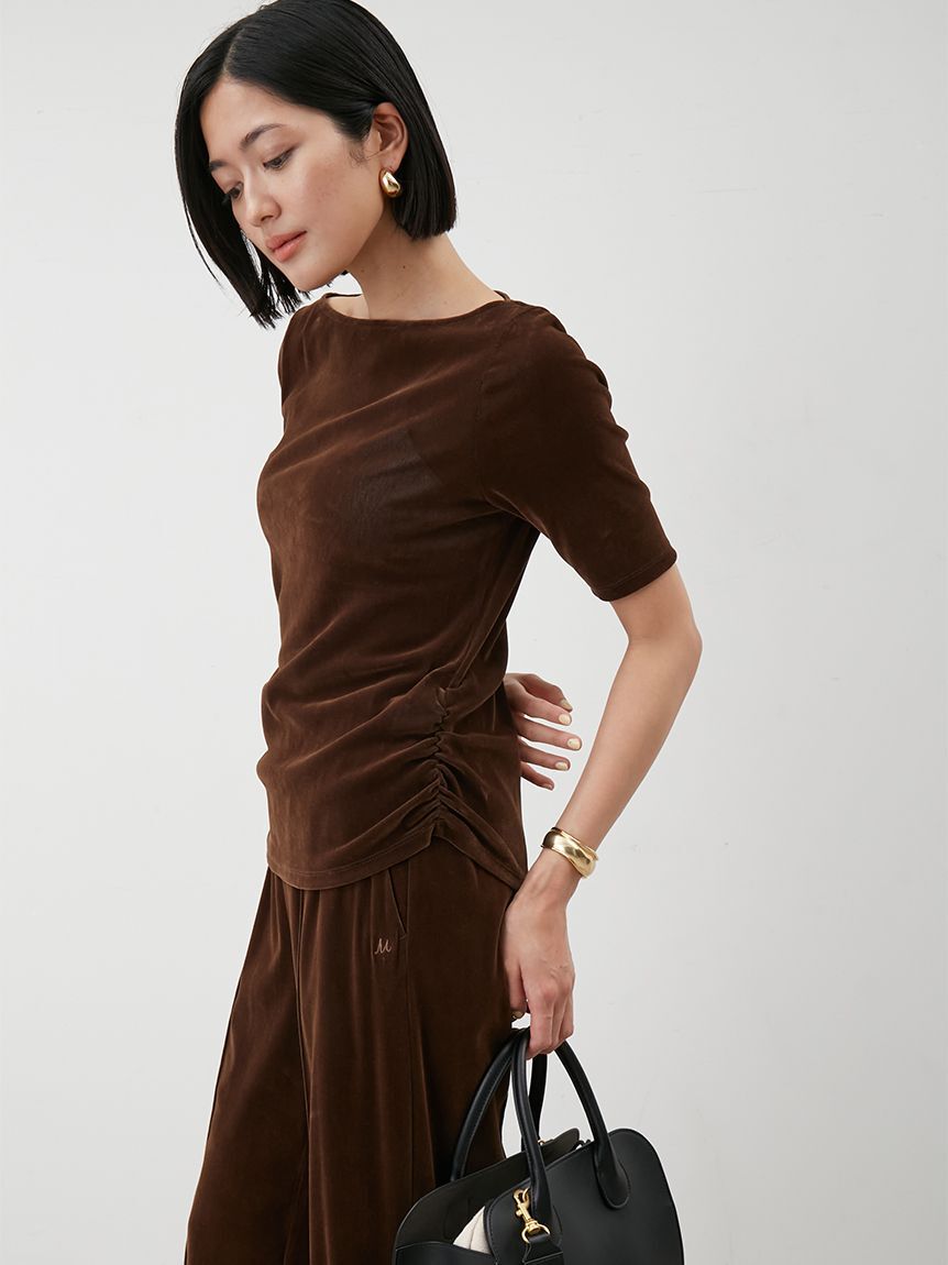 Mila Owen「【セットアップ対応】ベロアSET UP2wayボートネックプルオーバー」|Tシャツ・カットソー|