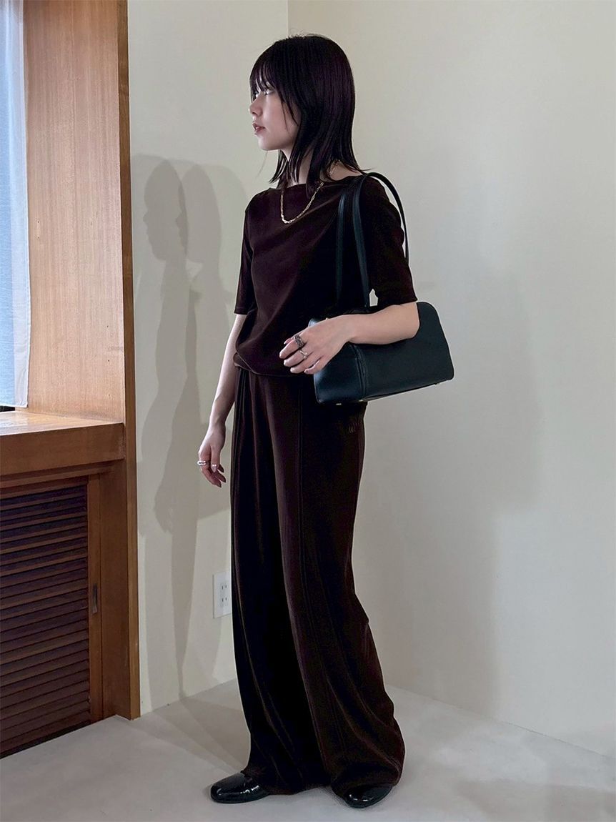 Mila Owen「【セットアップ対応】ベロアSET UP2wayボートネックプルオーバー」|Tシャツ・カットソー|