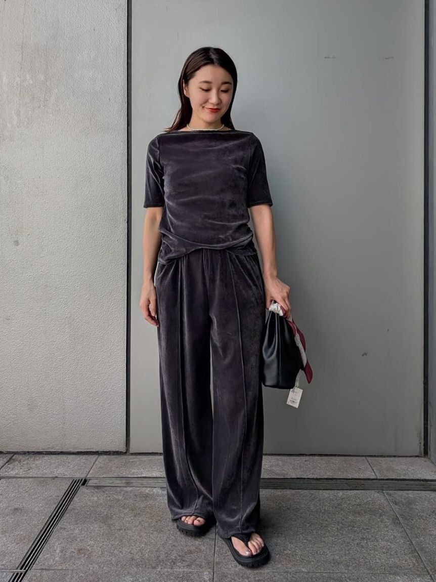 Mila Owen「【セットアップ対応】ベロアSET UP2wayボートネックプルオーバー」|Tシャツ・カットソー|