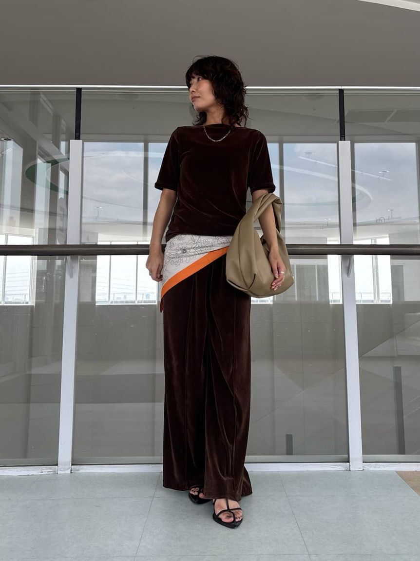 Mila Owen「【セットアップ対応】ベロアSET UP2wayボートネックプルオーバー」|Tシャツ・カットソー|