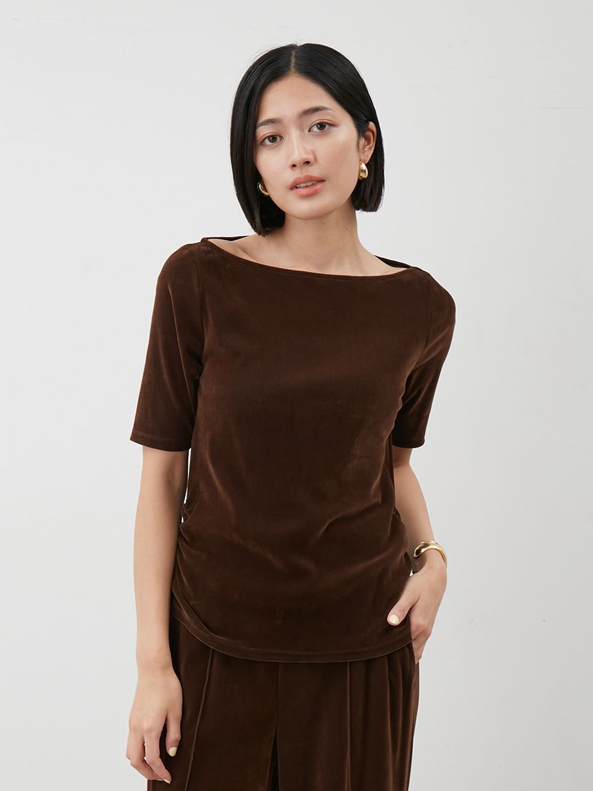 Mila Owen「【セットアップ対応】ベロアSET UP2wayボートネックプルオーバー」|Tシャツ・カットソー|