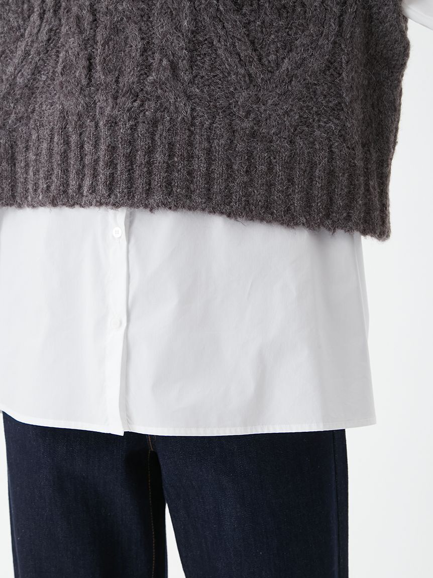 Mila Owen「【セットアイテム】ケーブルベストシャツレイヤードSET」|シャツ・ブラウス|