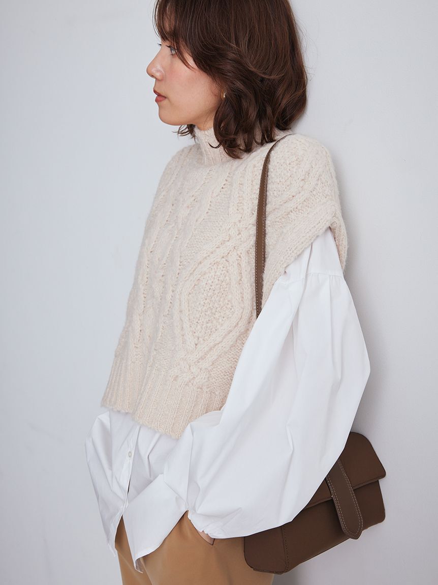 Mila Owen「【セットアイテム】ケーブルベストシャツレイヤードSET」|シャツ・ブラウス|