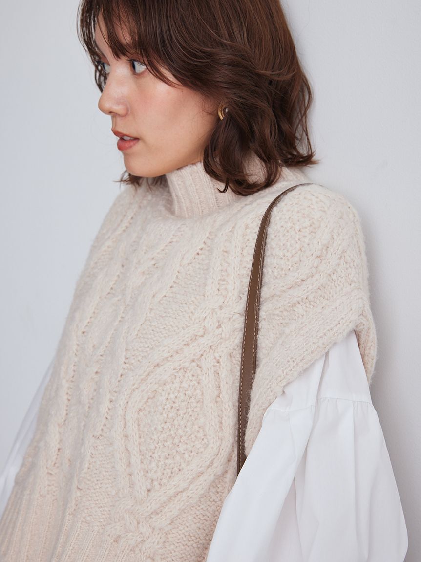 Mila Owen「【セットアイテム】ケーブルベストシャツレイヤードSET」|シャツ・ブラウス|