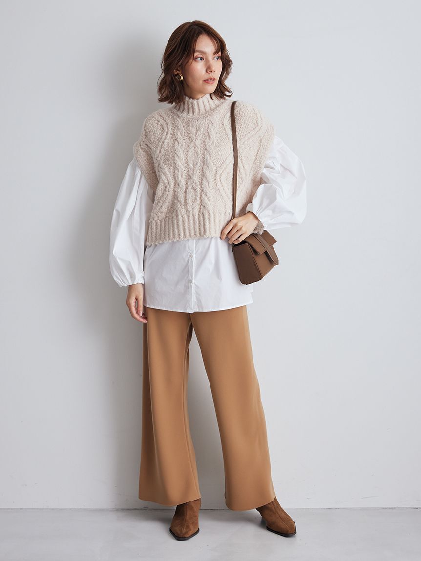 Mila Owen「【セットアイテム】ケーブルベストシャツレイヤードSET」|シャツ・ブラウス|