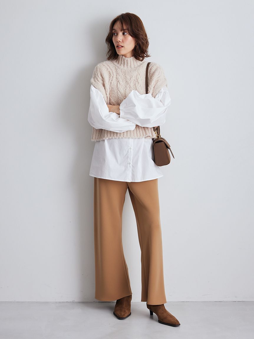 Mila Owen「【セットアイテム】ケーブルベストシャツレイヤードSET」|シャツ・ブラウス|