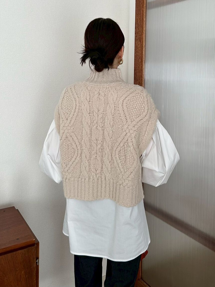 Mila Owen「【セットアイテム】ケーブルベストシャツレイヤードSET」|シャツ・ブラウス|