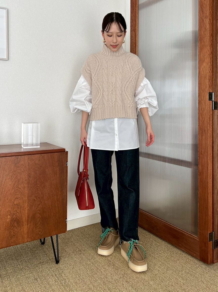 Mila Owen「【セットアイテム】ケーブルベストシャツレイヤードSET」|シャツ・ブラウス|