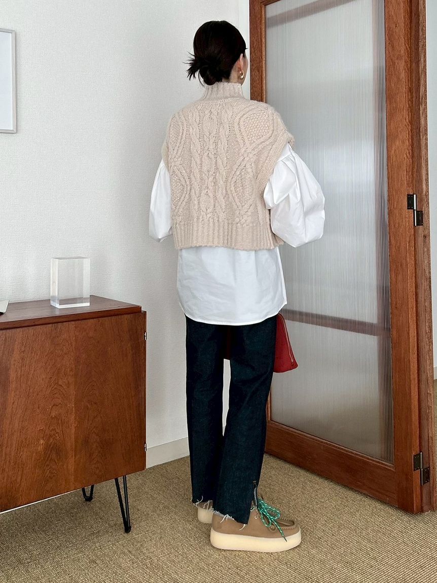 Mila Owen「【セットアイテム】ケーブルベストシャツレイヤードSET」|シャツ・ブラウス|