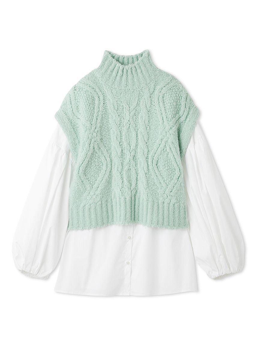 Mila Owen「【セットアイテム】ケーブルベストシャツレイヤードSET」|シャツ・ブラウス|MNT