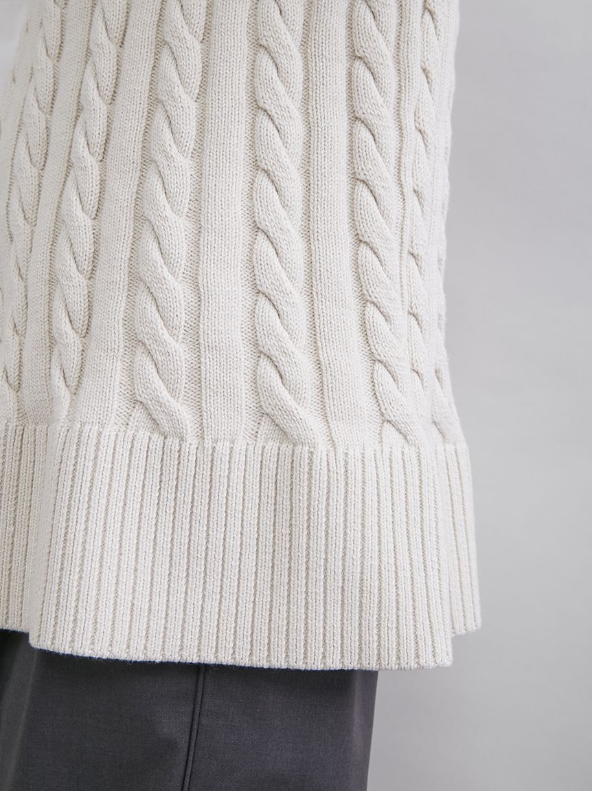 Mila Owen「付け衿付きシャツドッキングケーブルニット」|シャツ・ブラウス|