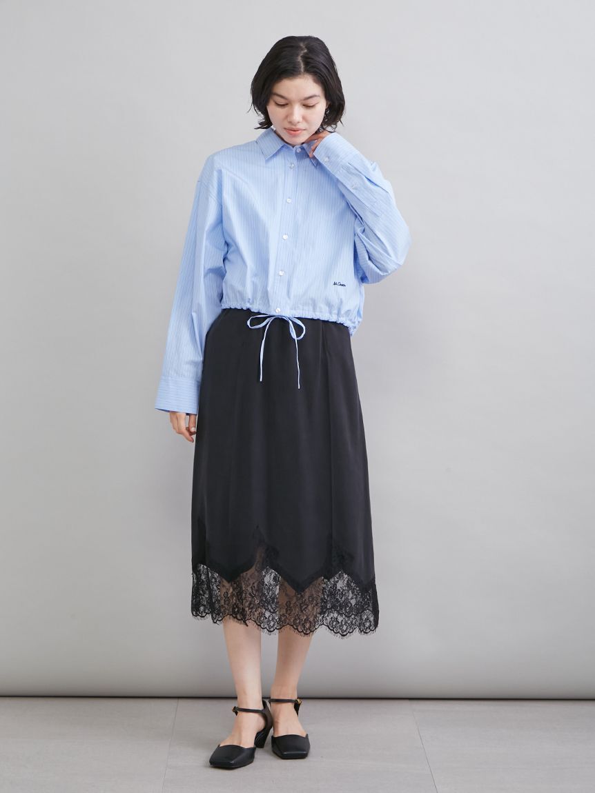 Mila Owen「ストライプドロストショートシャツ」|シャツ・ブラウス|