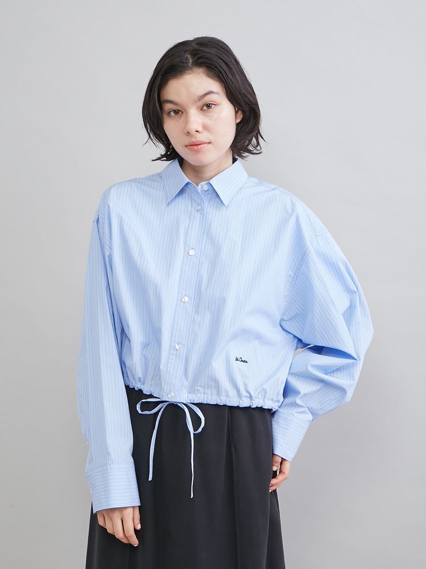 Mila Owen「ストライプドロストショートシャツ」|シャツ・ブラウス|BLU