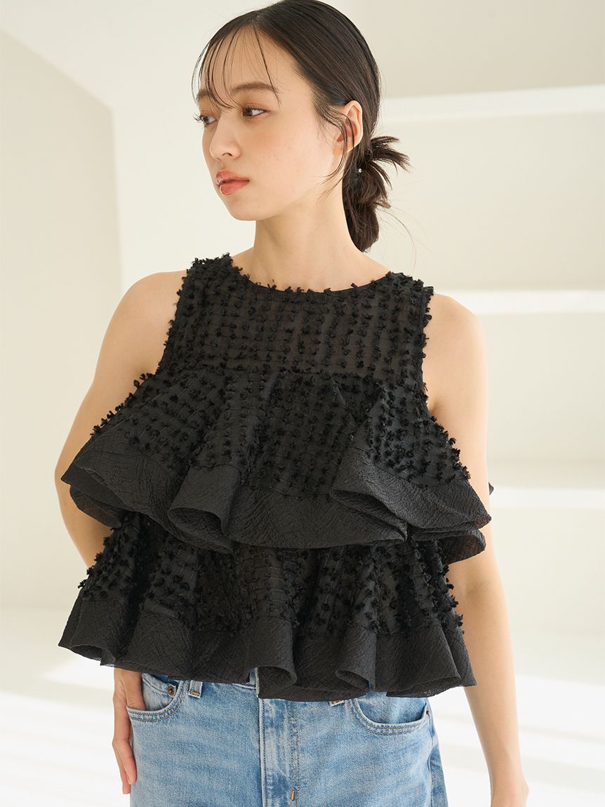 SNIDEL「ラッフルジャガードボリュームブラウス」|シャツ・ブラウス|