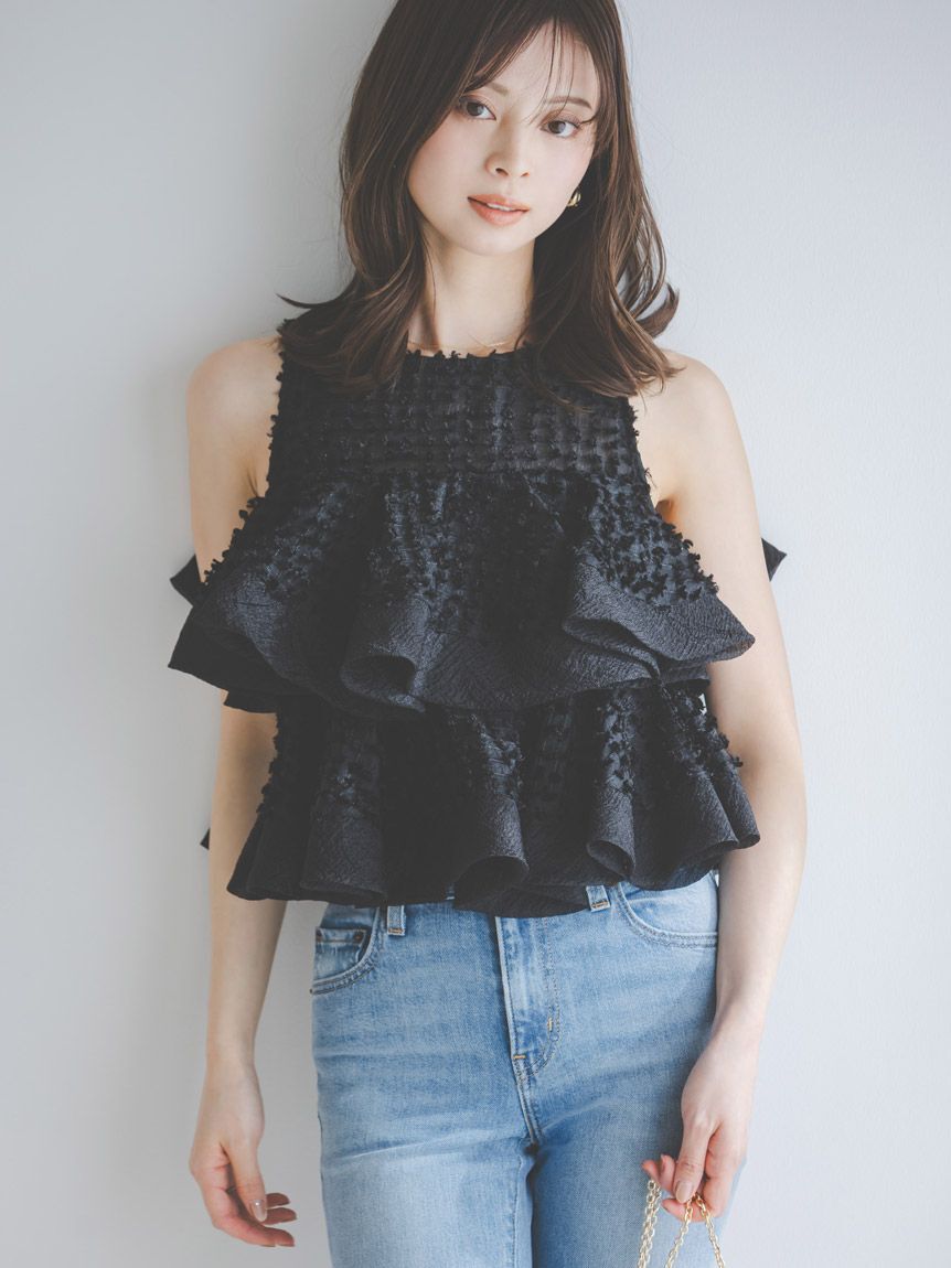 SNIDEL「ラッフルジャガードボリュームブラウス」|シャツ・ブラウス|