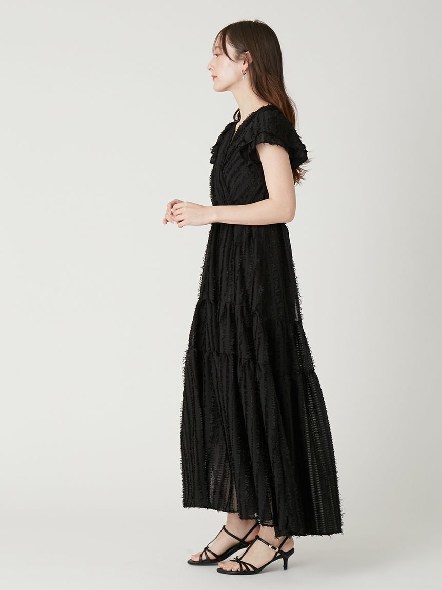 FRAY I.D「【00サイズあり】フリンジジャカードティアードワンピース」|ワンピース|