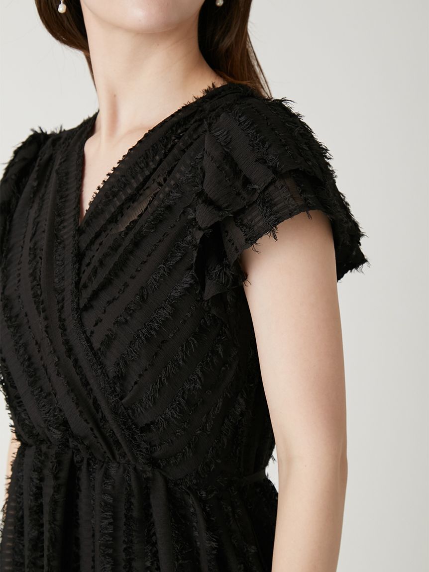 FRAY I.D「【00サイズあり】フリンジジャカードティアードワンピース」|ワンピース|