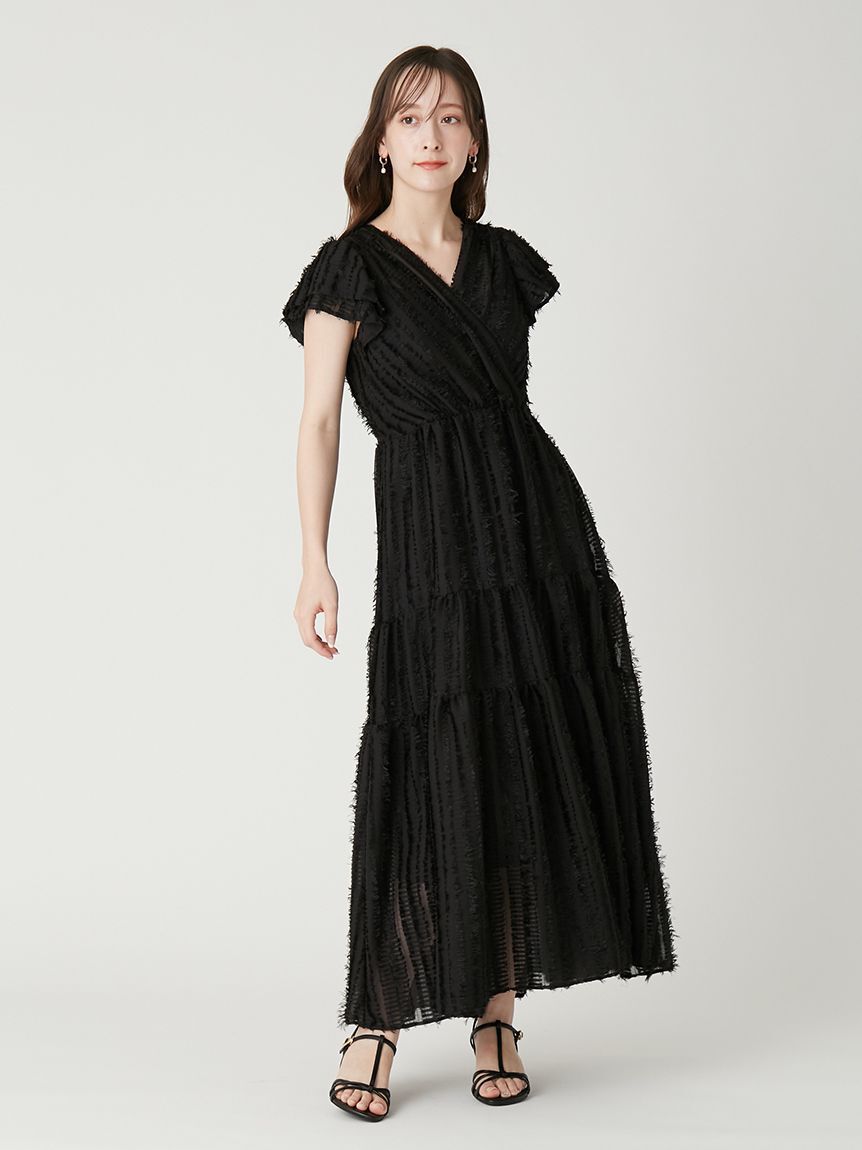 FRAY I.D「【00サイズあり】フリンジジャカードティアードワンピース」|ワンピース|