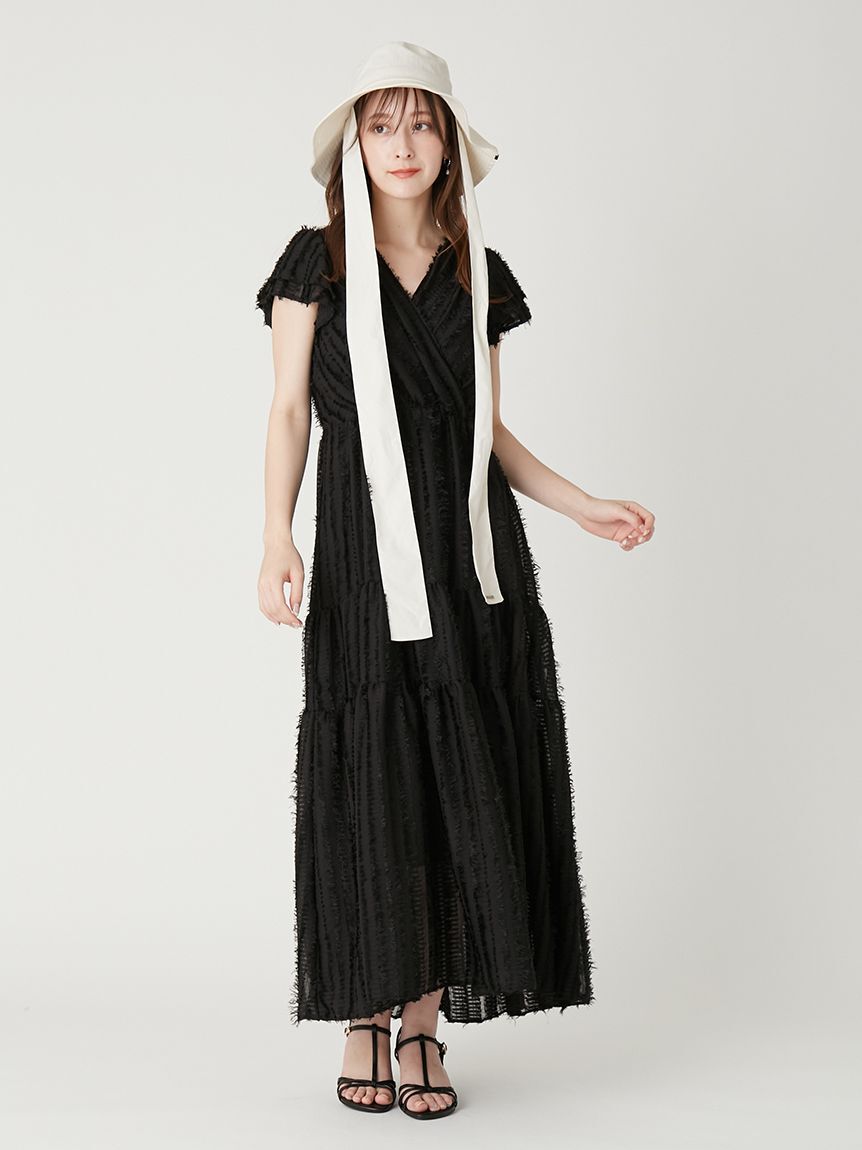 FRAY I.D「【00サイズあり】フリンジジャカードティアードワンピース」|ワンピース|