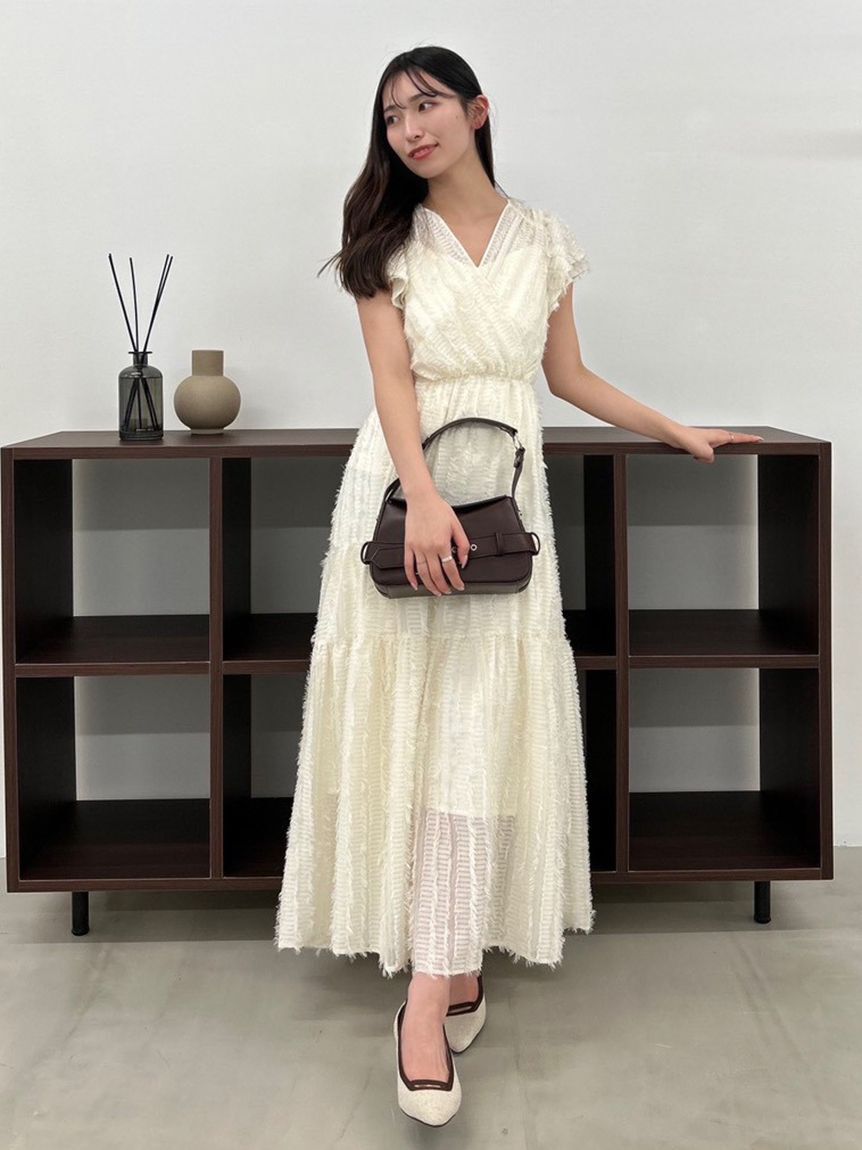 FRAY I.D「【00サイズあり】フリンジジャカードティアードワンピース」|ワンピース|