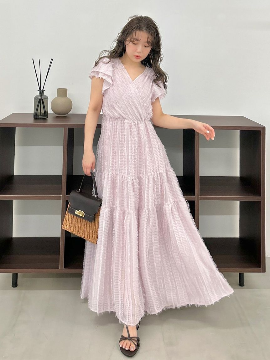 FRAY I.D「【00サイズあり】フリンジジャカードティアードワンピース」|ワンピース|