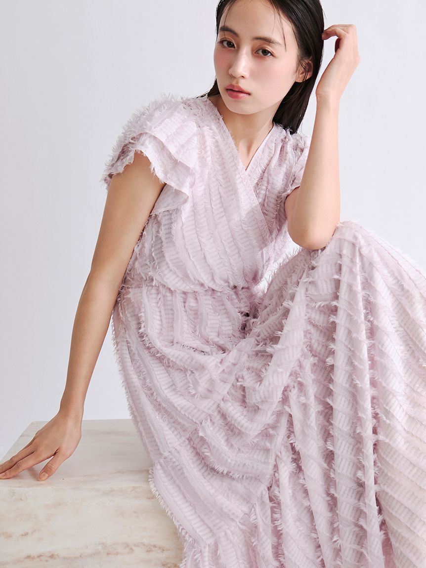 FRAY I.D「【00サイズあり】フリンジジャカードティアードワンピース」|ワンピース|PNK