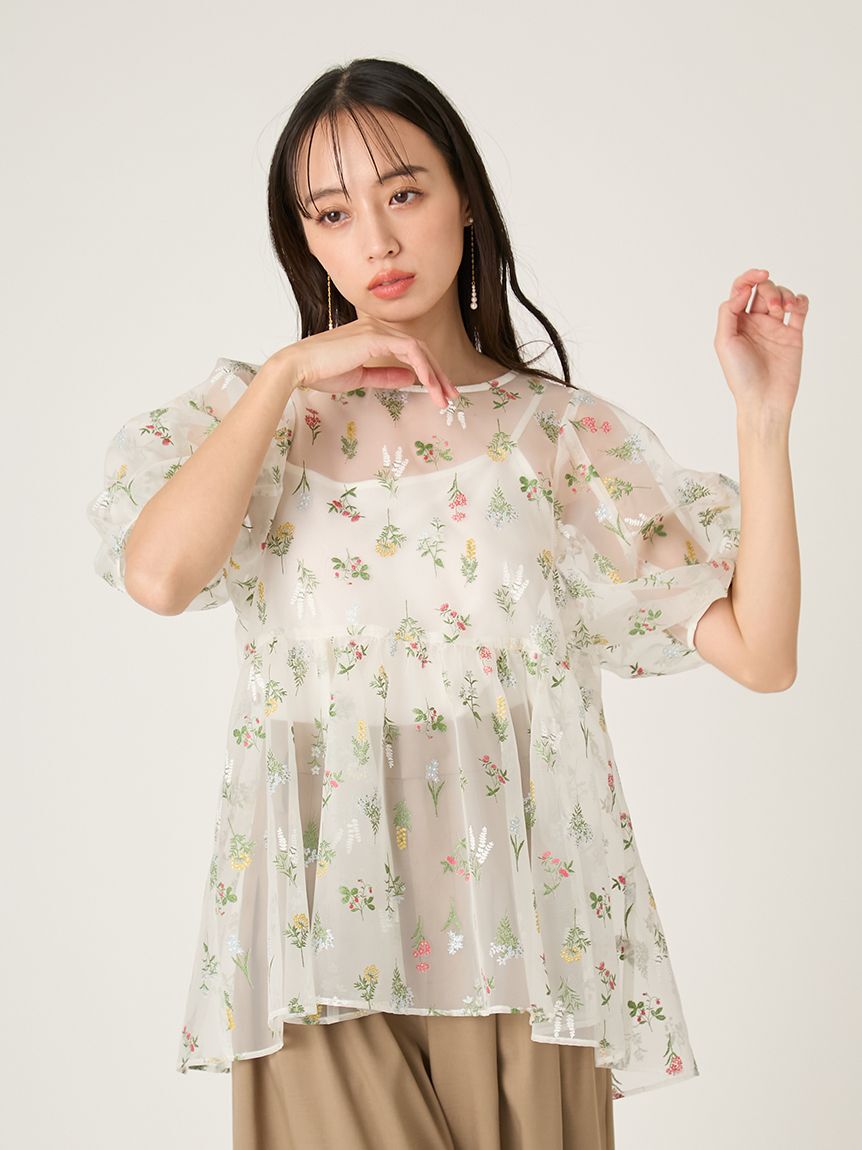 FRAY I.D「フラワーブライズオーガンジーチュニックブラウス」|シャツ・ブラウス|