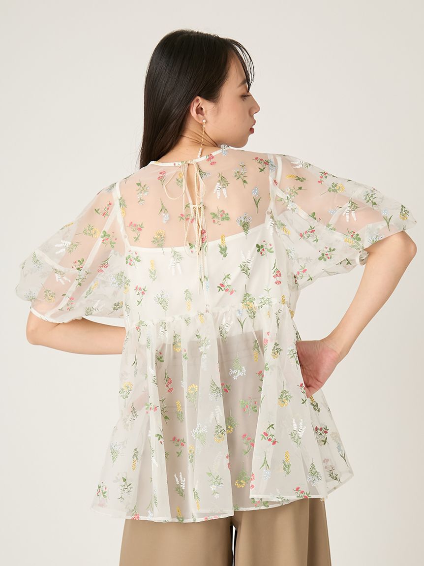 FRAY I.D「フラワーブライズオーガンジーチュニックブラウス」|シャツ・ブラウス|
