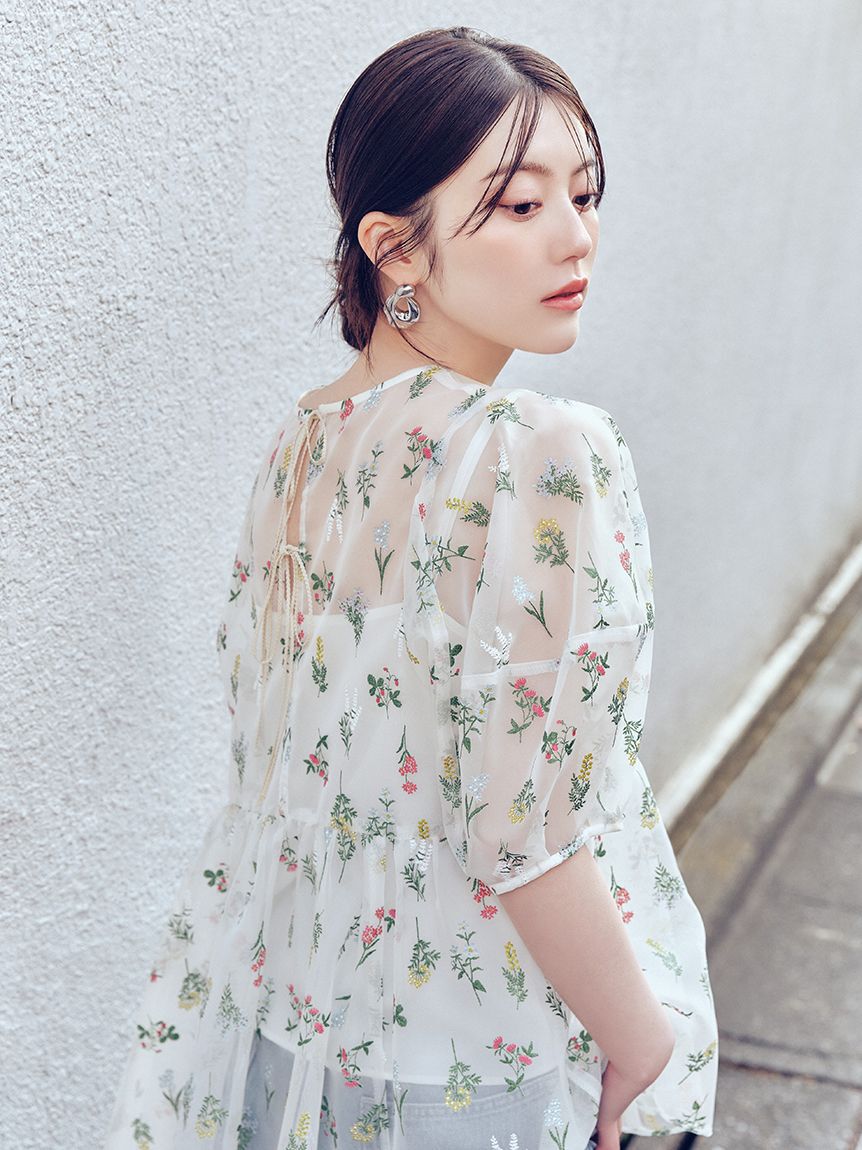 FRAY I.D「フラワーブライズオーガンジーチュニックブラウス」|シャツ・ブラウス|