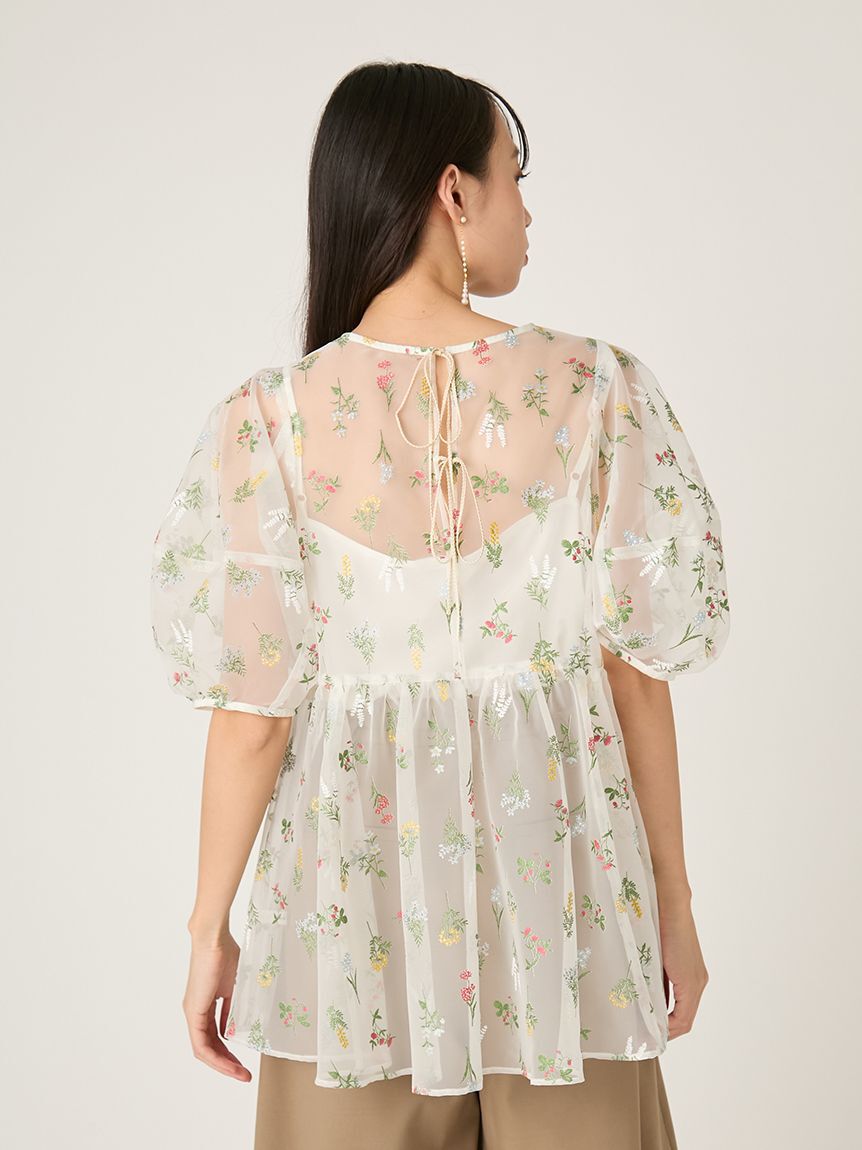 FRAY I.D「フラワーブライズオーガンジーチュニックブラウス」|シャツ・ブラウス|