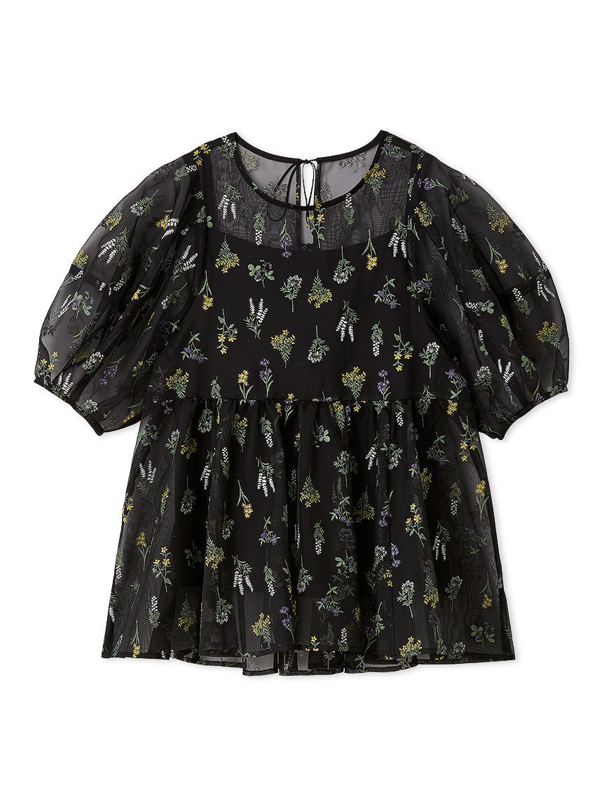 FRAY I.D「フラワーブライズオーガンジーチュニックブラウス」|シャツ・ブラウス|BLK