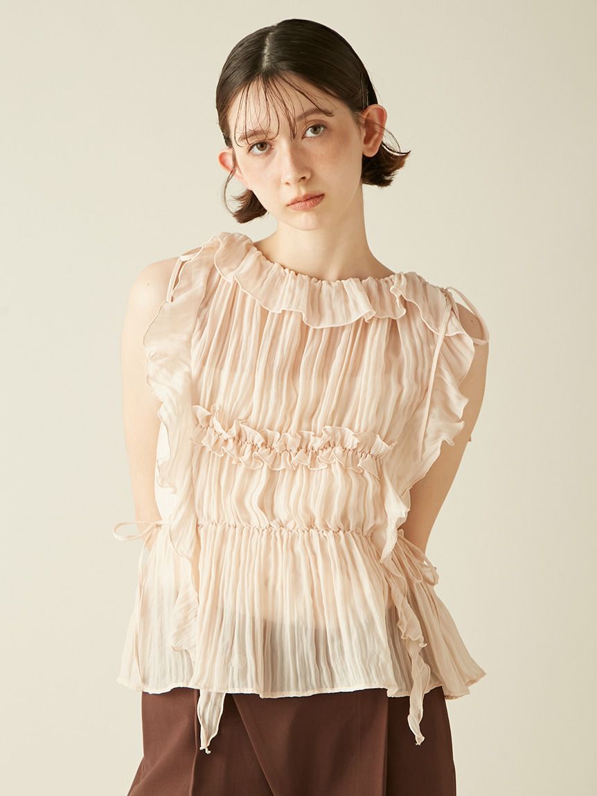 LILY BROWN「フリルシャーリングブラウス」|シャツ・ブラウス|