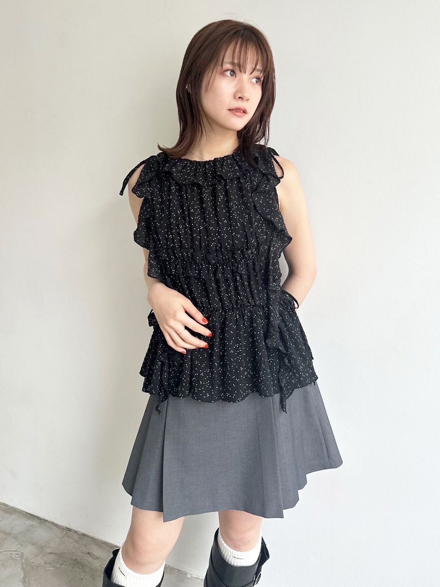 LILY BROWN「フリルシャーリングブラウス」|シャツ・ブラウス|