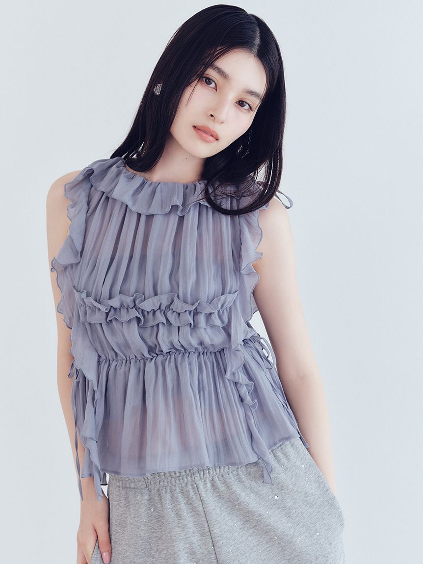 LILY BROWN「フリルシャーリングブラウス」|シャツ・ブラウス|