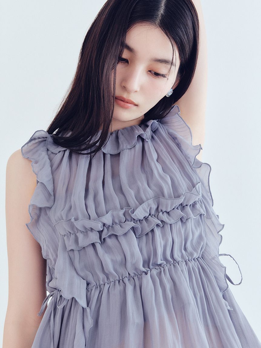 LILY BROWN「フリルシャーリングブラウス」|シャツ・ブラウス|