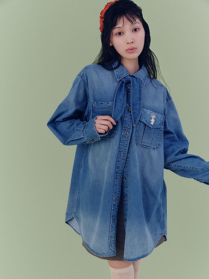 LILY BROWN「Lily Bearスカーフ付きオーバーシャツ」|シャツ・ブラウス|