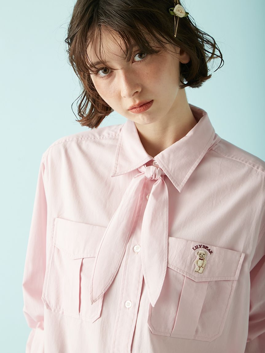 LILY BROWN「Lily Bearスカーフ付きオーバーシャツ」|シャツ・ブラウス|