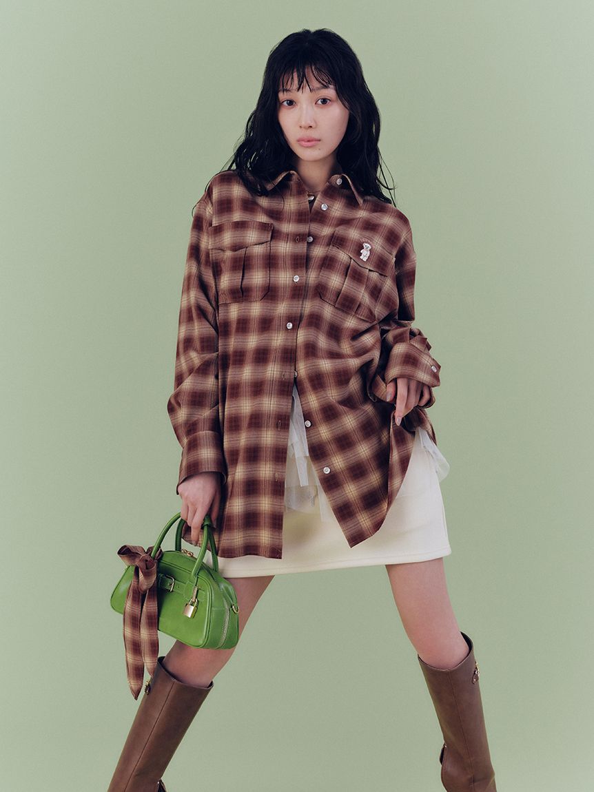 LILY BROWN「Lily Bearスカーフ付きオーバーシャツ」|シャツ・ブラウス|