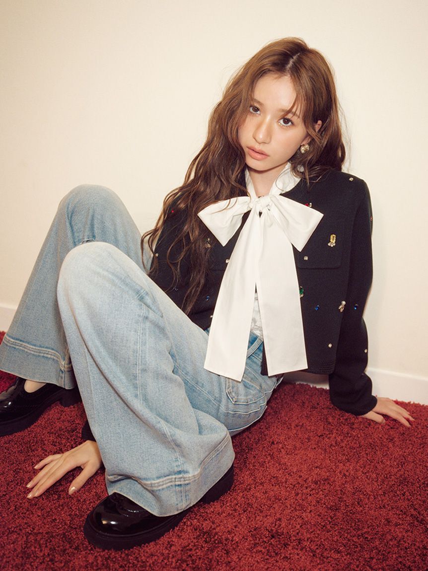 LILY BROWN「ボウタイフリルレースブラウス(Hearts2Hearts着用)」|シャツ・ブラウス|