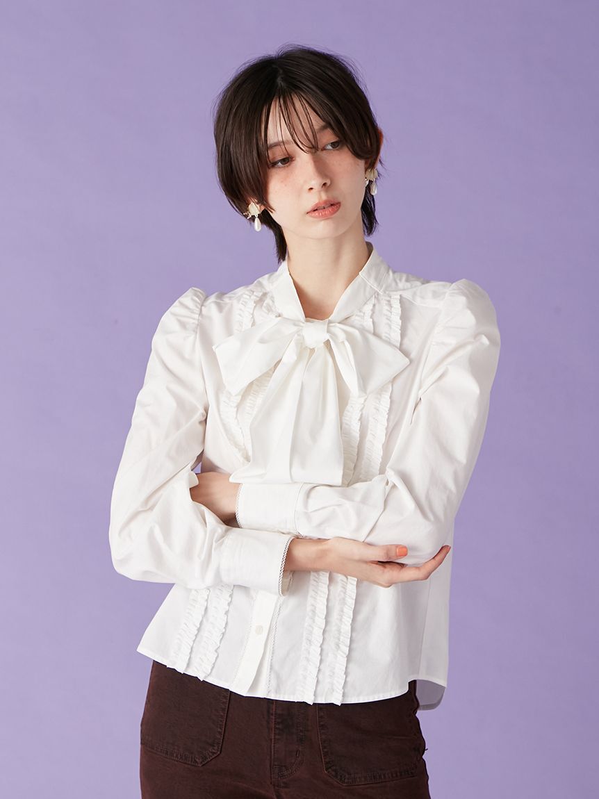 LILY BROWN「ボウタイフリルレースブラウス(Hearts2Hearts着用)」|シャツ・ブラウス|