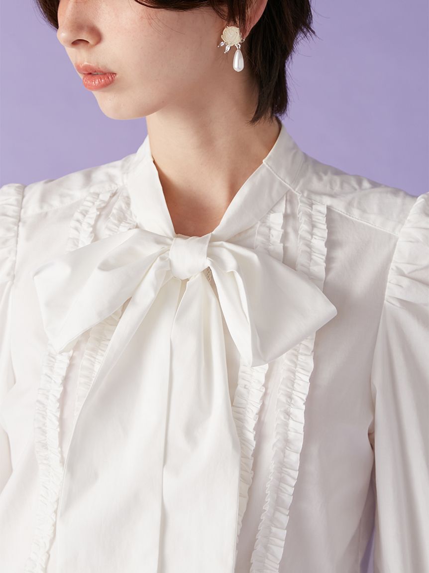 LILY BROWN「ボウタイフリルレースブラウス(Hearts2Hearts着用)」|シャツ・ブラウス|