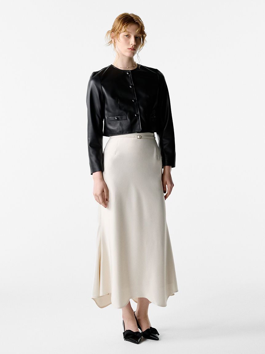 CELFORD「レザーライクノーカラージャケット」|ノーカラージャケット|