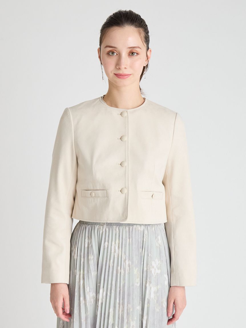 CELFORD「レザーライクノーカラージャケット」|ノーカラージャケット|