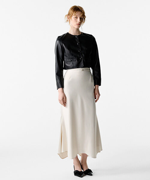 CELFORD「レザーライクノーカラージャケット」|ノーカラージャケット|