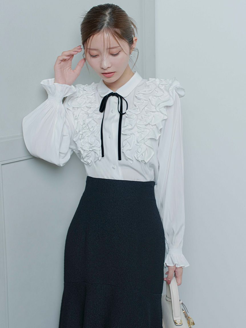 CELFORD「【ウォッシャブル】フリルヨークシャツカラーブラウス」|シャツ・ブラウス|