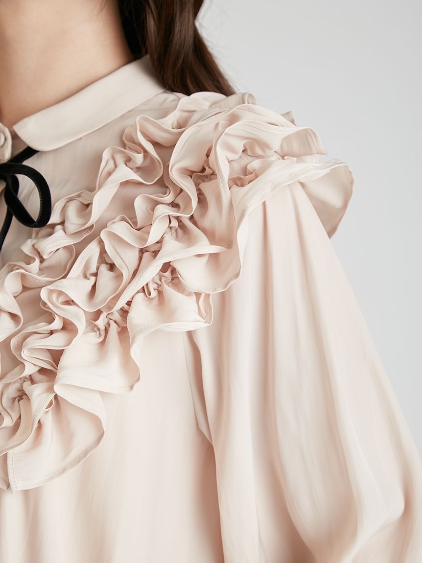 CELFORD「【ウォッシャブル】フリルヨークシャツカラーブラウス」|シャツ・ブラウス|