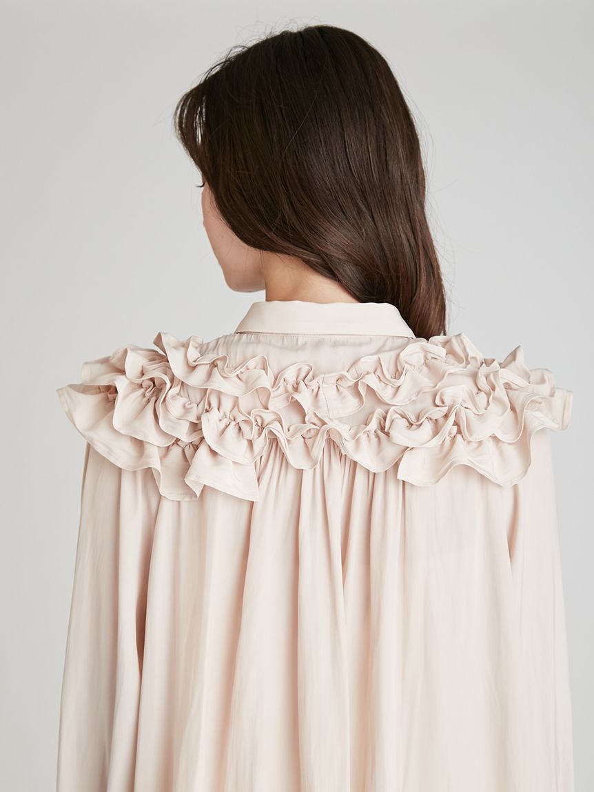 CELFORD「【ウォッシャブル】フリルヨークシャツカラーブラウス」|シャツ・ブラウス|